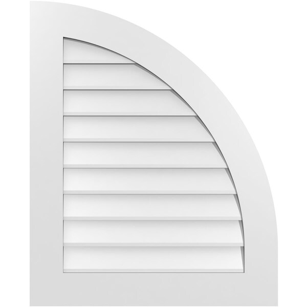 Ekena Millwork Quarter Round Top Right Surface Mount PVC Gable Vent w/ 3-1/2"W x 1"P Standard Frame, 26"W x 32"H GVPQR26X3201SN - main